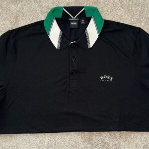 Boss Black Polo Shirt with Green Accents